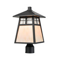 Elk Lighting Cottage 1-Lght Post Mnt Matte Blk w/ Wht Art Glss & Clr Textured Glss 87054/1